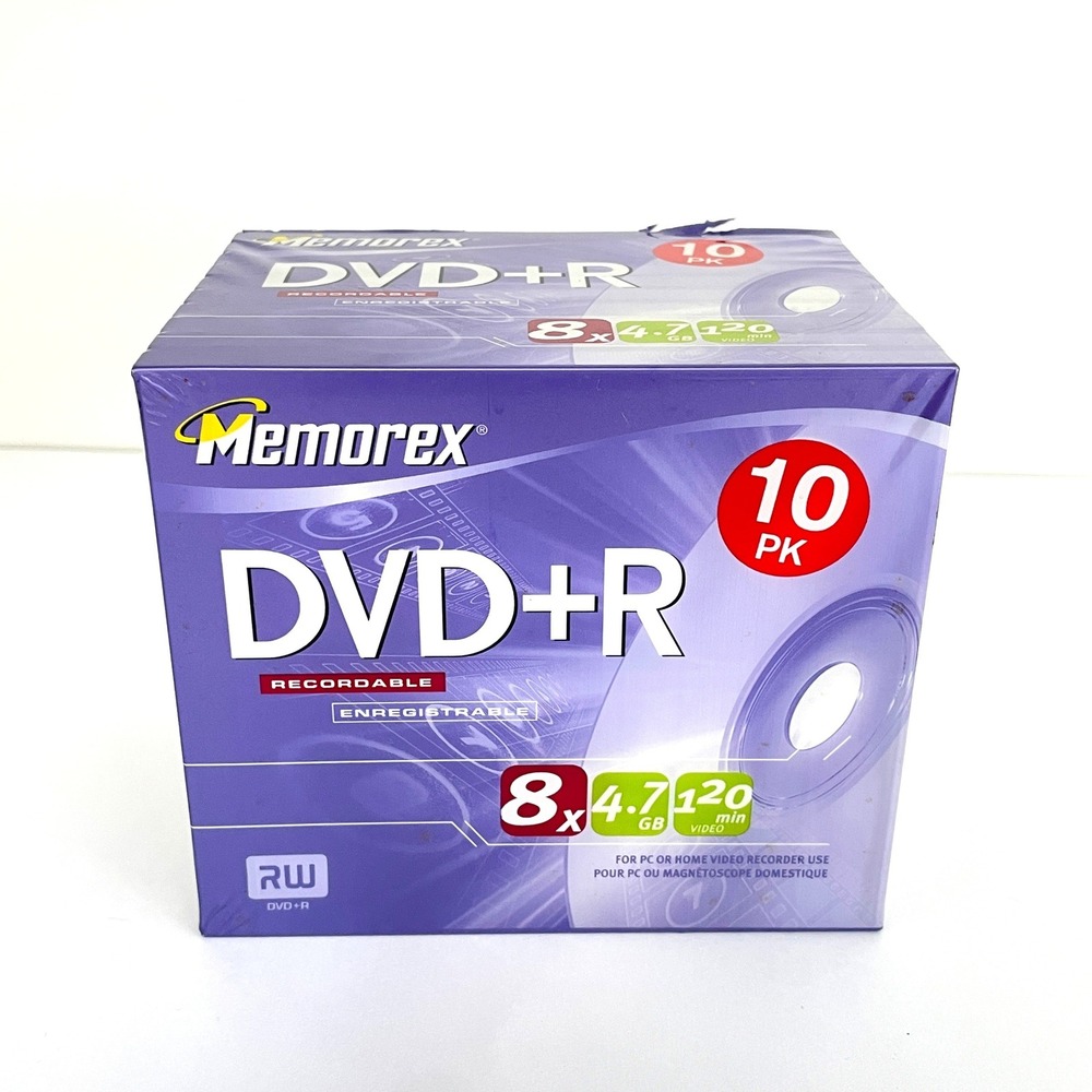 Memorex DVD+R 4.7GB 8x Recordable Media 10 Pack Jewel Cases Computer Disc RW